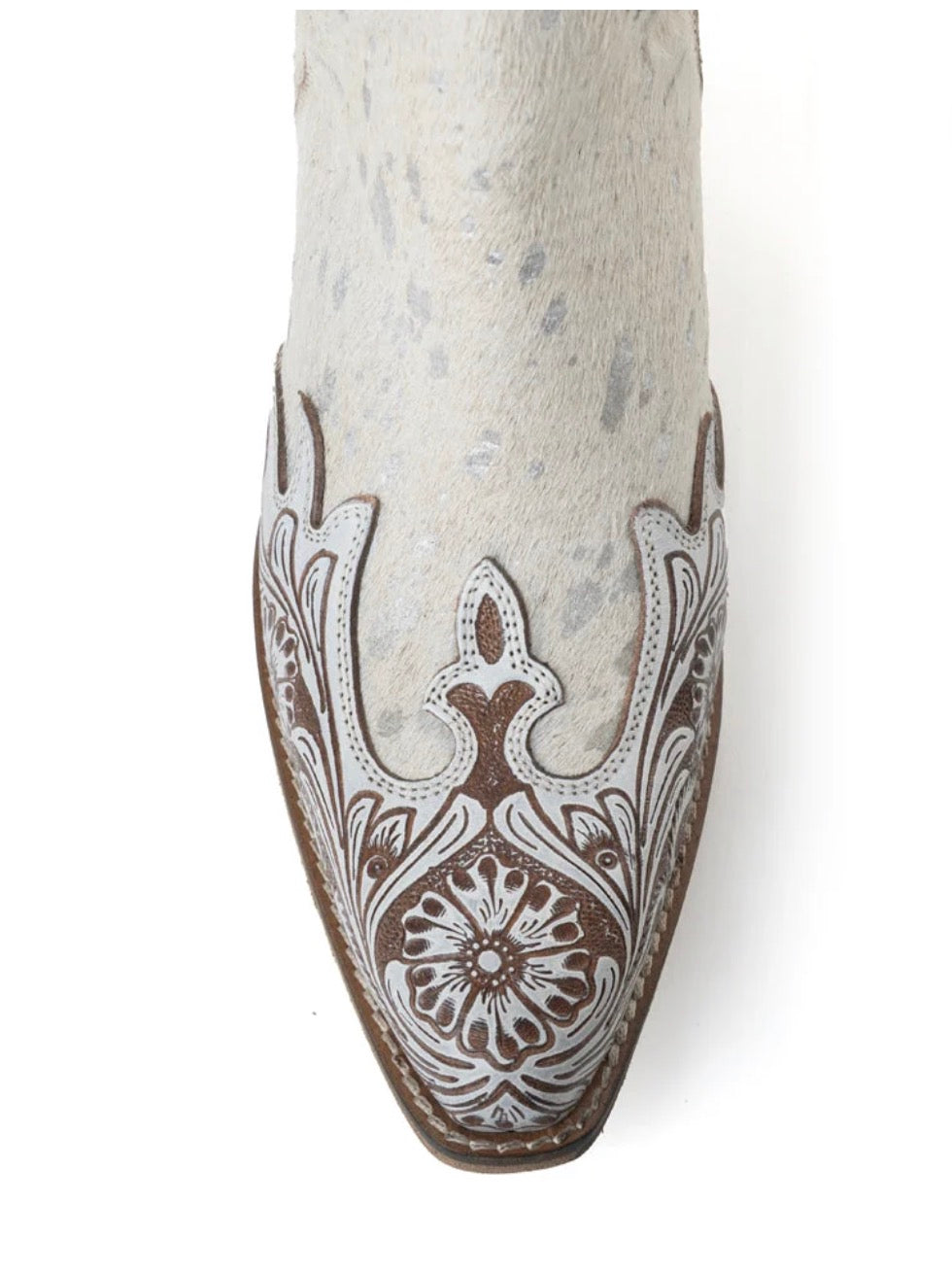 Starlit Range Handtooled Leather Booties In Frosted Mist